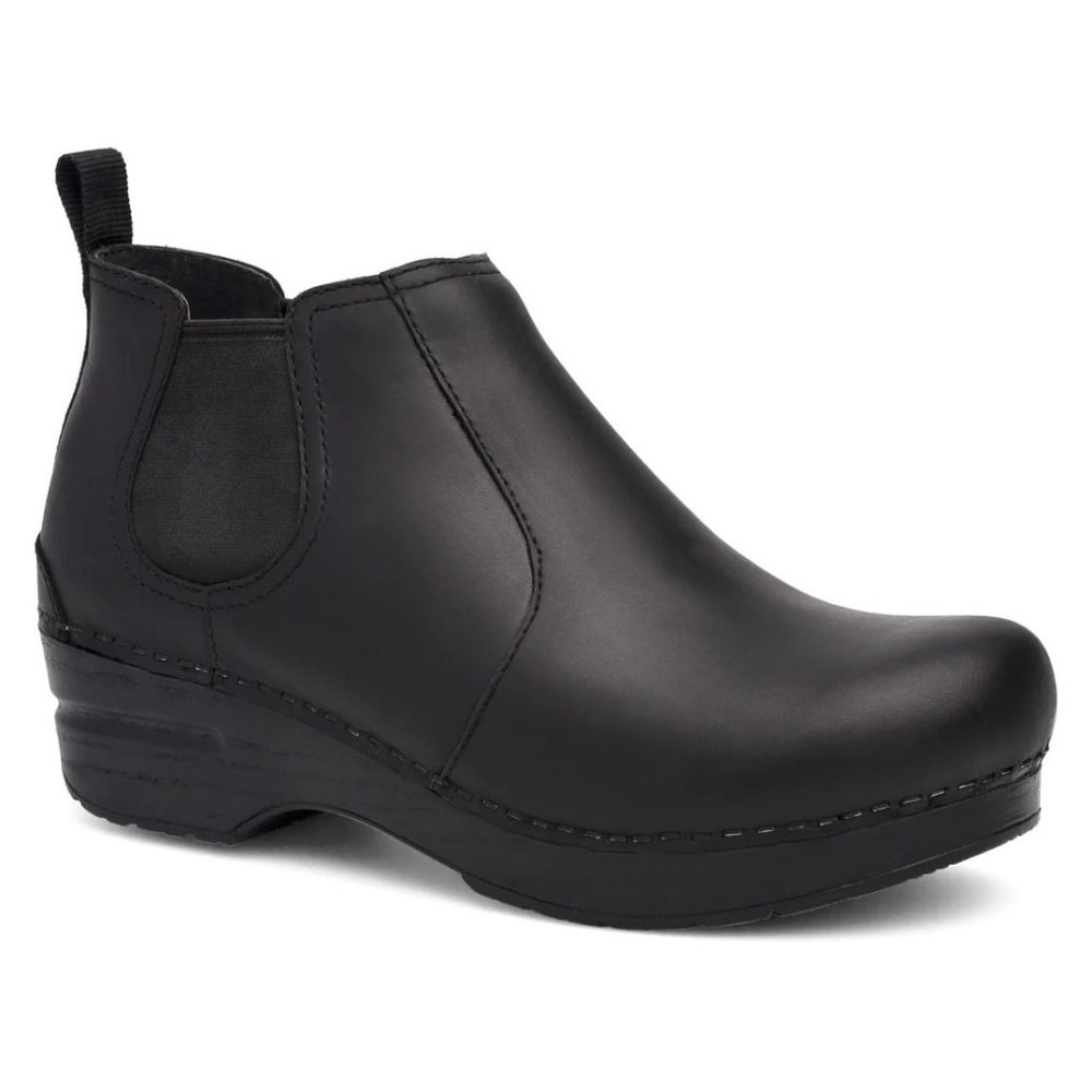 Dansko Frankie Black Oiled Boots Clogs Walking Mules Ankle Heel Nursing Artsy